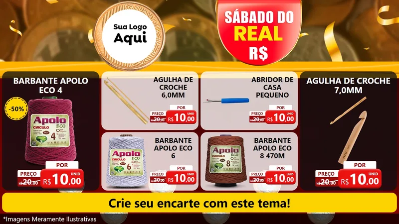 Modelo de TV para TV Horizontal com o tema Sábado do Real para Armarinho e Aviamentos