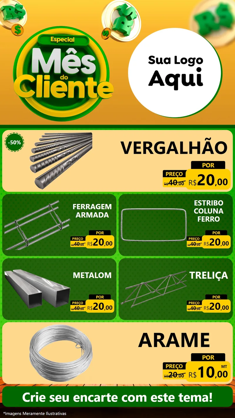 Modelo de TV para TV Vertical com o tema Especial Mês do Cliente para Ferragens