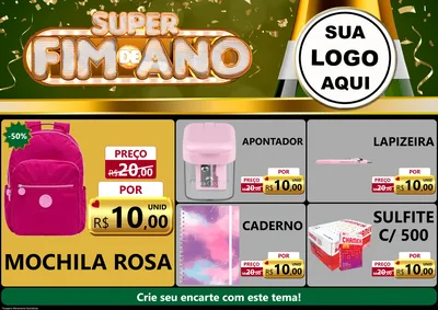 Modelo de Encarte para Encarte A4 Horizontal com o tema Super Fim de Ano para Papelaria