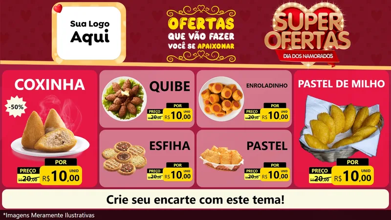 Modelo de TV para TV Horizontal com o tema Dia dos Namorados para Salgadaria
