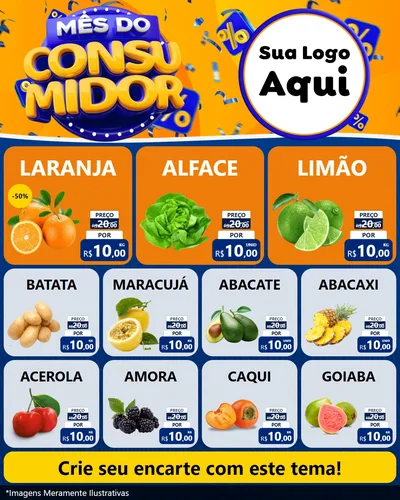 Modelo de Rede Social para Feed Instagram com o tema Mês do Consumidor para Hortifrúti