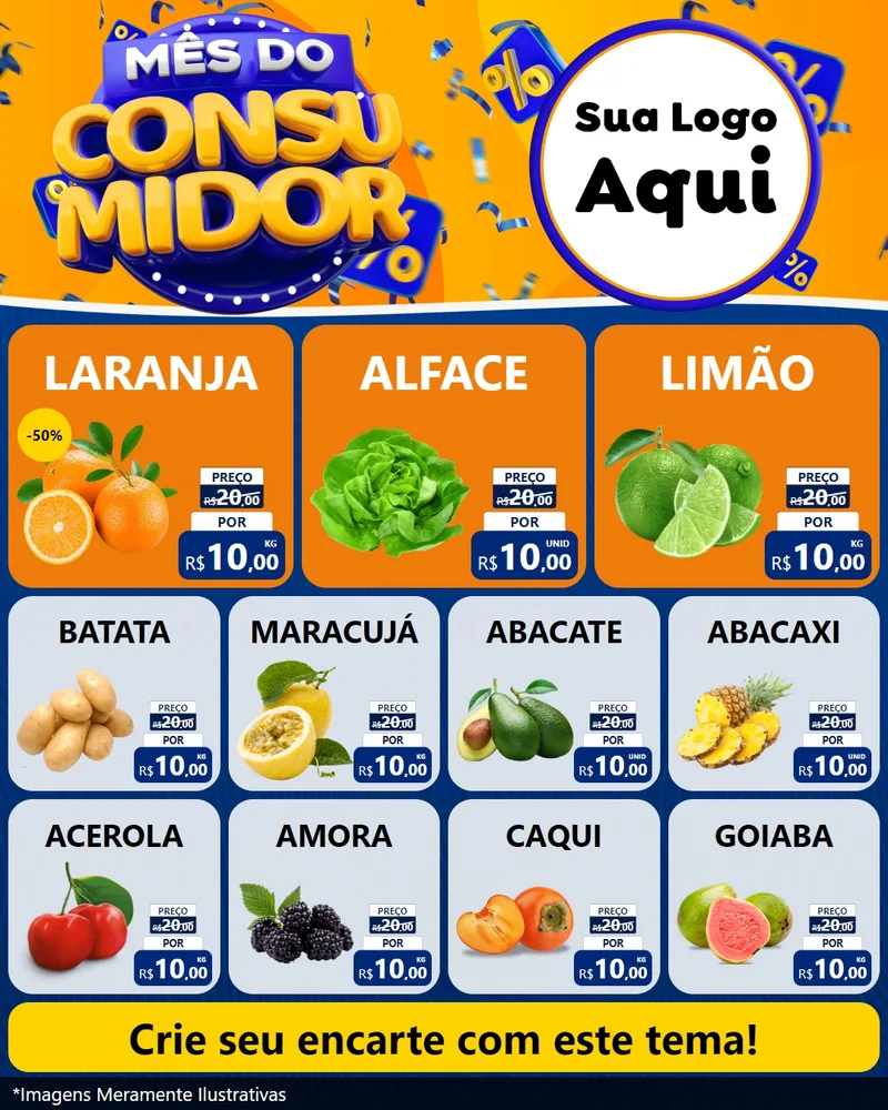 Modelo de Rede Social para Feed Instagram com o tema Mês do Consumidor para Hortifrúti