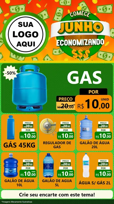 Modelo de Rede Social para Stories com o tema Comece Junho Economizando para Água e gás
