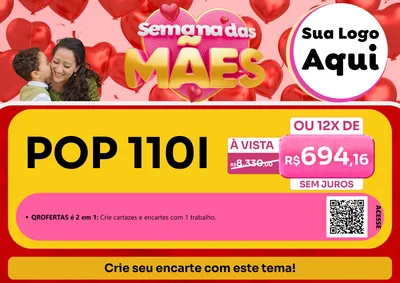 Modelo de Cartaz para Cartaz A4 Horizontal com o tema Semana Das Mães para Concessionaria de Motos