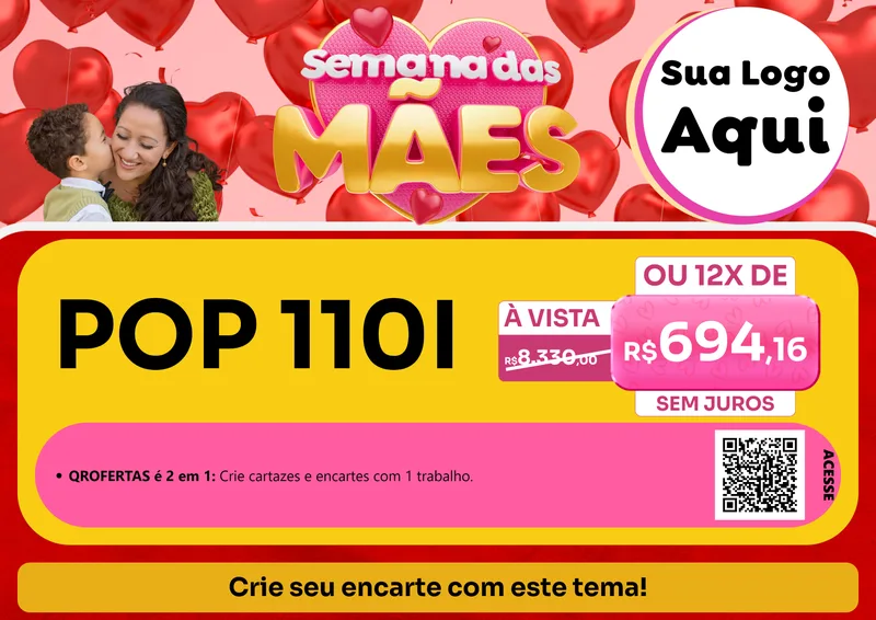 Modelo de Cartaz para Cartaz A4 Horizontal com o tema Semana Das Mães para Concessionaria de Motos