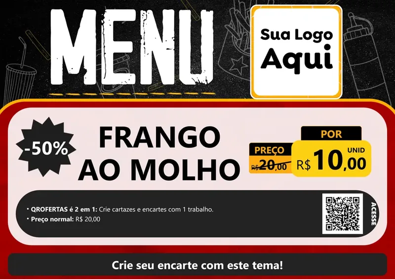 Modelo de Cartaz para Cartaz A4 Horizontal com o tema Menu para Restaurante