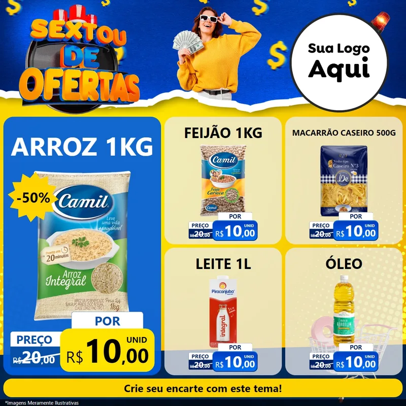 Modelo de Rede Social para Feed Facebook com o tema Sextou de Ofertas para Supermercado