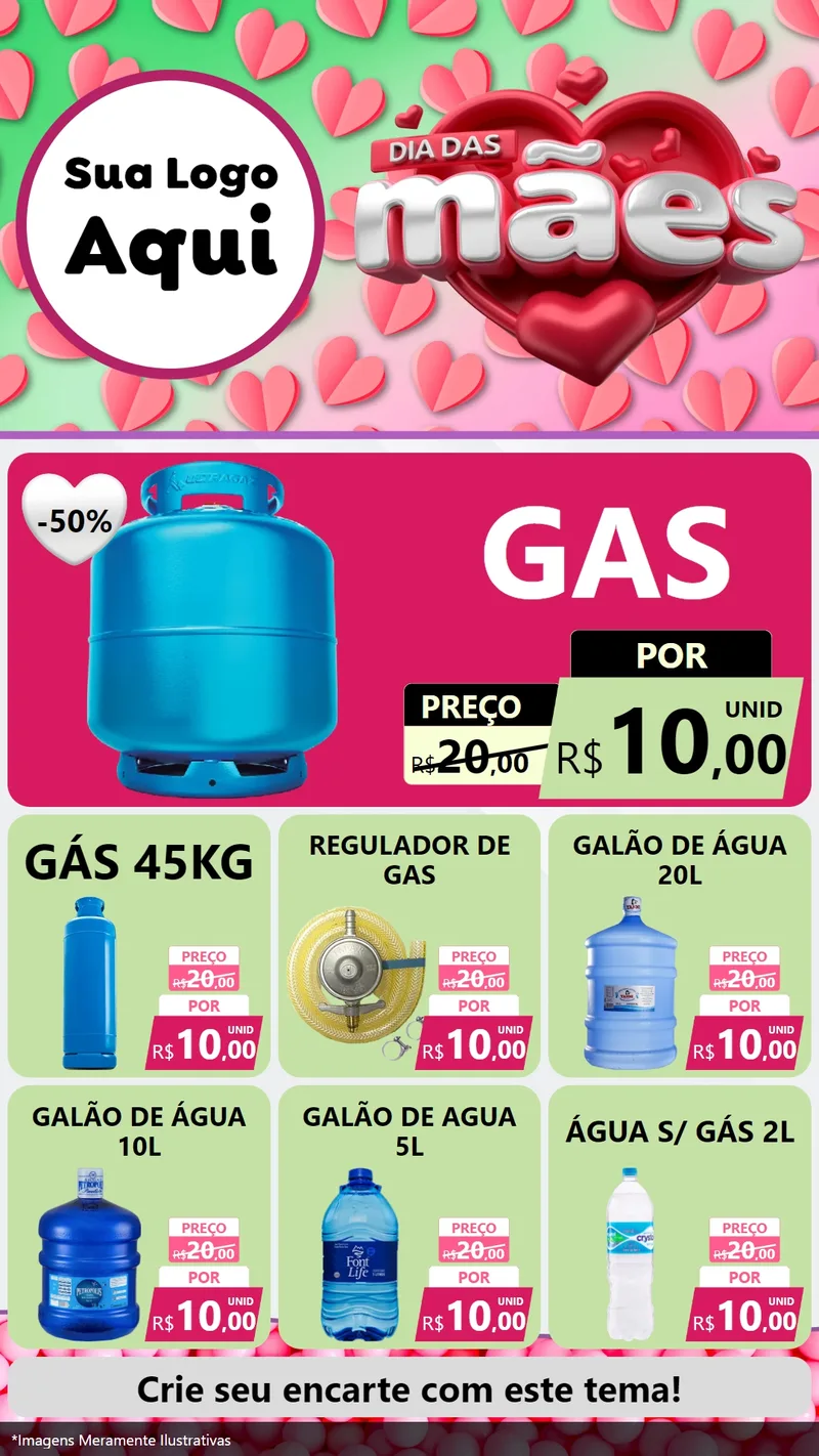 Modelo de Rede Social para Stories com o tema Dia das Mães para Água e gás