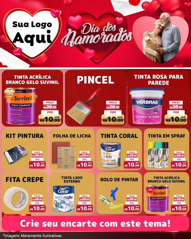 Modelo de Rede Social para Feed Instagram com o tema Dia Dos Namorados para Tintas e Ferramentas
