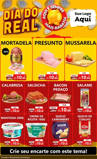 Modelo de Encarte para Encarte Grande com o tema Dia Do Real para Frios e Laticínios