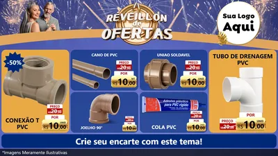 Modelo de TV para TV Horizontal com o tema Réveillon de Ofertas para Tubos e conexões
