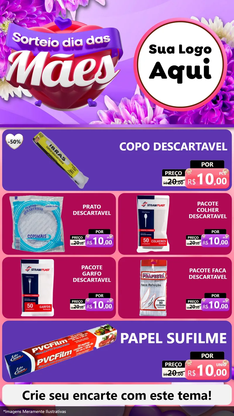 Modelo de TV para TV Vertical com o tema Sorteio Dia das Mães para Embalagens