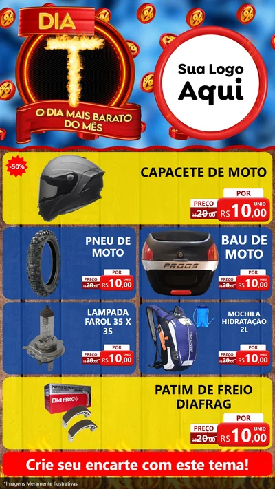 Modelo de TV para TV Vertical com o tema Dia T - O Dia Mais Barato Do Mês para Moto peças