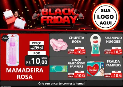 Modelo de Encarte para Encarte A4 Horizontal com o tema Black Friday para Bebês