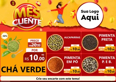 Modelo de Encarte para Encarte A4 Horizontal com o tema Mês do Cliente para Produtos Naturais