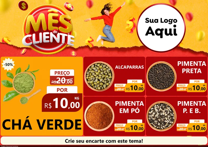 Modelo de Encarte para Encarte A4 Horizontal com o tema Mês do Cliente para Produtos Naturais