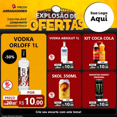 Modelo de Rede Social para Feed Facebook com o tema Explosão de Ofertas para Distribuidora de bebidas