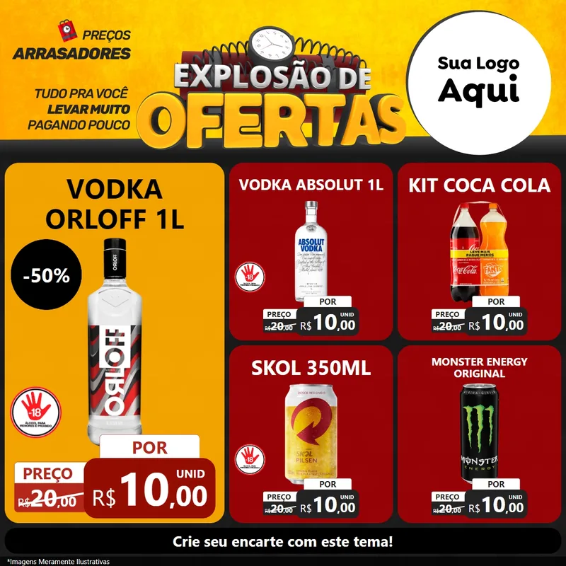 Modelo de Rede Social para Feed Facebook com o tema Explosão de Ofertas para Distribuidora de bebidas