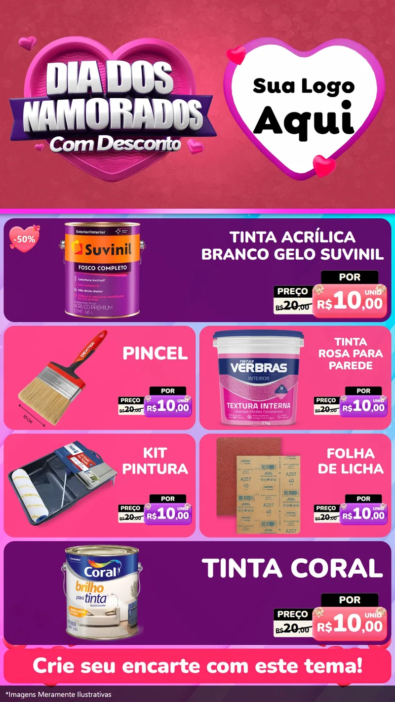 Modelo de TV para TV Vertical com o tema Dia Dos Namorados Com Desconto para Tintas e Ferramentas
