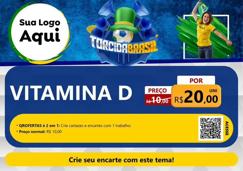 Modelo de Cartaz para Cartaz A4 Horizontal com o tema Torcida Brasil - Copa para Farmácia