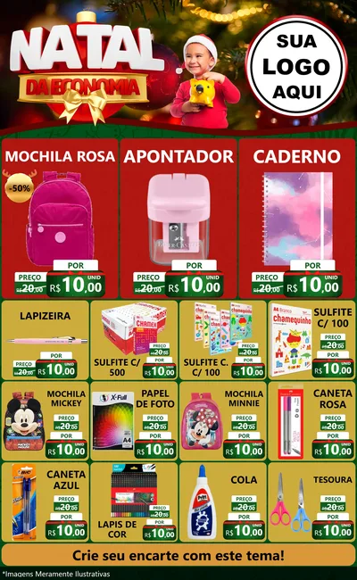 Modelo de Encarte para Encarte Grande com o tema Natal da Economia para Papelaria