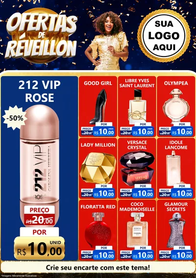 Modelo de Encarte para Encarte A4 Vertical com o tema Ofertas de Réveillon para Perfumes