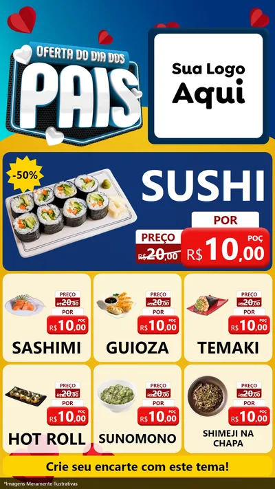 Modelo de Rede Social para Stories com o tema Oferta Do Dia Dos Pais para Comida japonesa