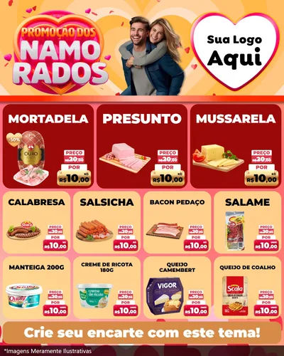 Modelo de Rede Social para Feed Instagram com o tema Promoção dos Namorados para Frios e Laticínios