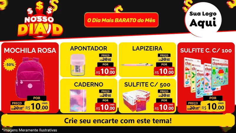Modelo de TV para TV Horizontal com o tema Nosso Dia D para Papelaria