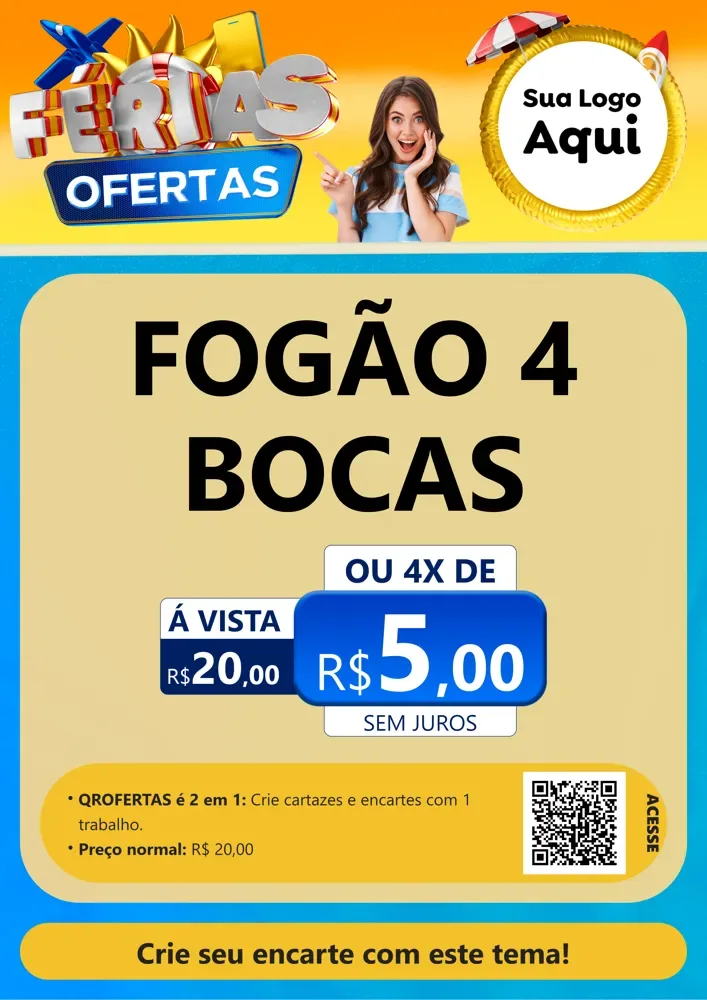 Modelo de Cartaz para Cartaz A4 Vertical com o tema Ofertas - Férias para Móveis e Eletro