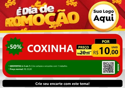 Modelo de Cartaz para Cartaz A4 Horizontal com o tema É Dia De Promoção para Salgadaria