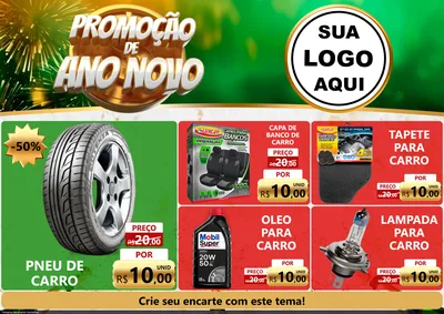 Modelo de Encarte para Encarte A4 Horizontal com o tema Promoção de Ano Novo para Auto peças