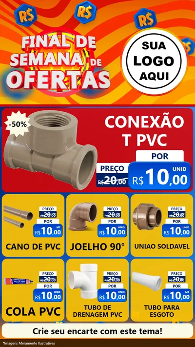 Modelo de Rede Social para Stories com o tema Final de Semana de Ofertas para Tubos e conexões