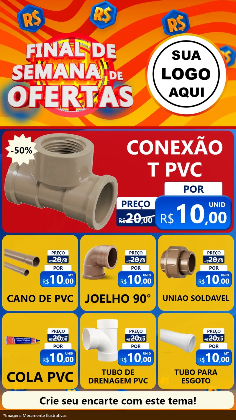 Modelo de Rede Social para Stories com o tema Final de Semana de Ofertas para Tubos e conexões