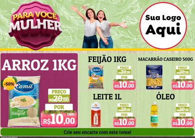 Modelo de Encarte para Encarte A4 Horizontal com o tema Para Você Mulher para Supermercado