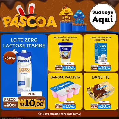 Modelo de Rede Social para Feed Facebook com o tema Páscoa para Frios e Laticínios