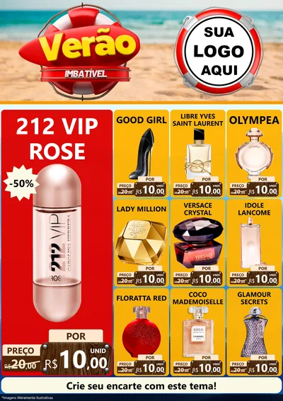 Modelo de Encarte para Encarte A4 Vertical com o tema Verão Imbatível para Perfumes