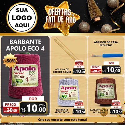 Modelo de Rede Social para Feed Facebook com o tema Ofertas de Fim de Ano para Armarinho e Aviamentos