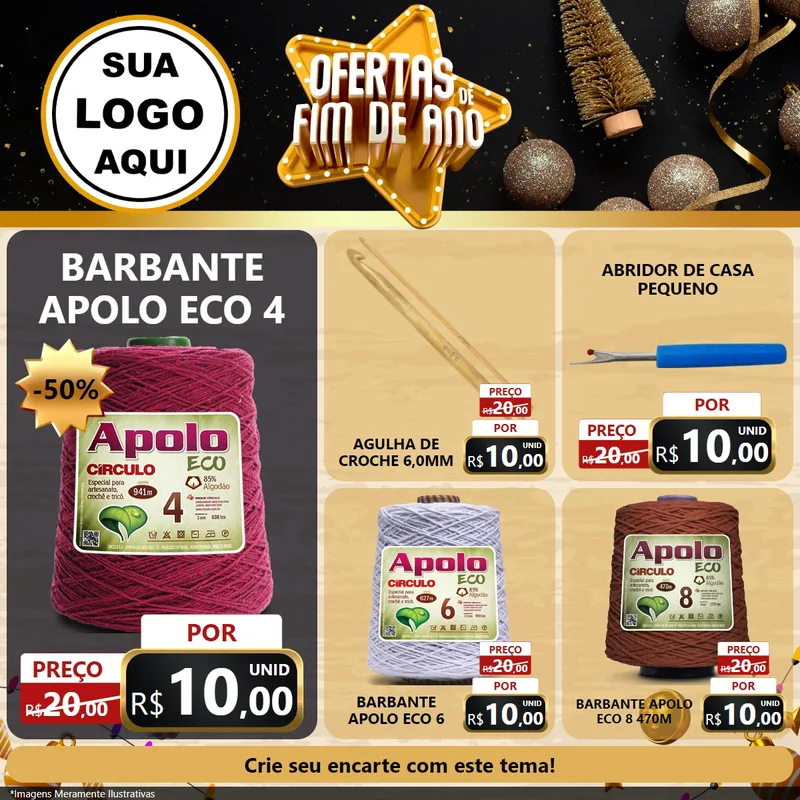 Modelo de Rede Social para Feed Facebook com o tema Ofertas de Fim de Ano para Armarinho e Aviamentos