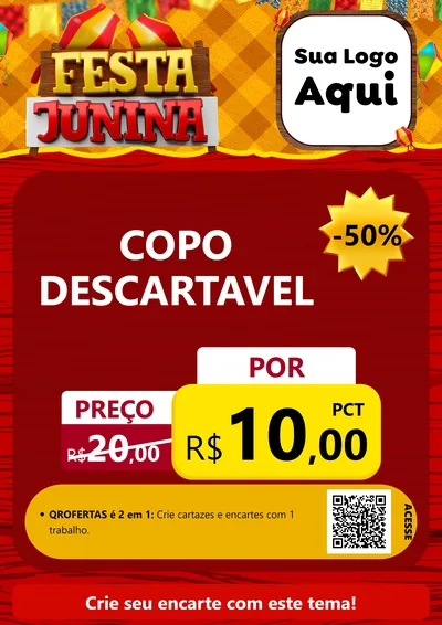Modelo de Cartaz para Cartaz A4 Vertical com o tema Festa Junina para Embalagens