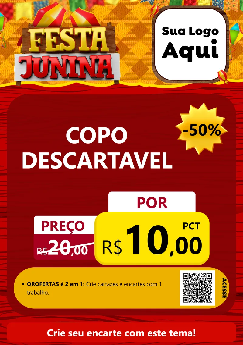 Modelo de Cartaz para Cartaz A4 Vertical com o tema Festa Junina para Embalagens