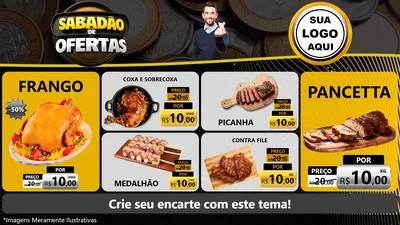 Modelo de TV para TV Horizontal com o tema Sabadão de Ofertas para Assados
