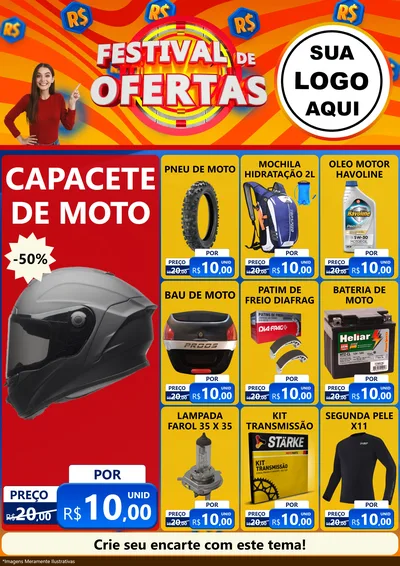 Modelo de Encarte para Encarte A4 Vertical com o tema Festival de Ofertas para Moto peças