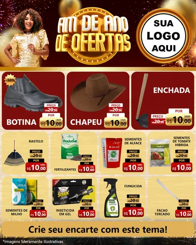 Modelo de Rede Social para Feed Instagram com o tema Fim de Ano de Ofertas para Agropecuária
