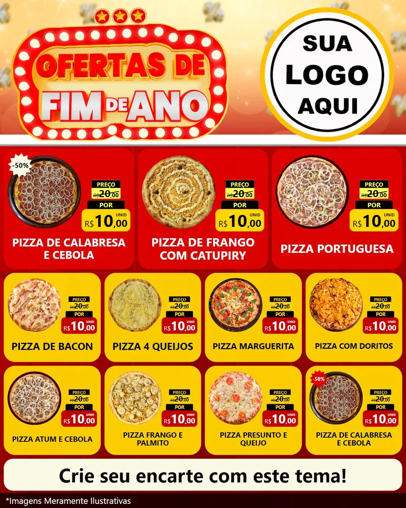 Modelo de Rede Social para Feed Instagram com o tema Ofertas de Fim de Ano para Pizzaria