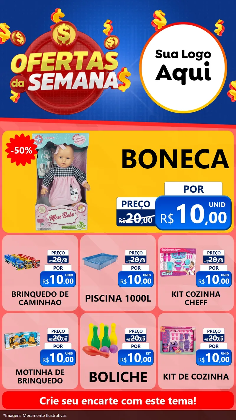 Modelo de Rede Social para Stories com o tema Ofertas Da Semana para Brinquedos
