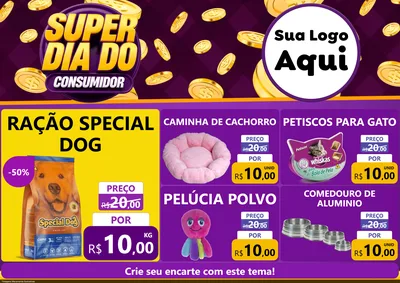 Modelo de Encarte para Encarte A4 Horizontal com o tema Super Dia do Consumidor para Pet Shop