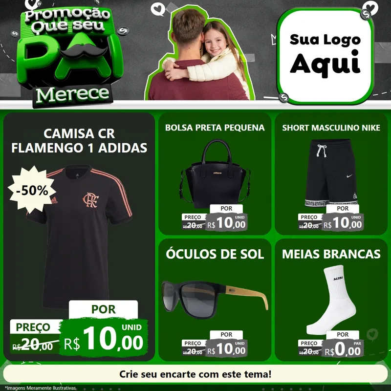 Modelo de Rede Social para Feed Facebook com o tema Promoção Que seu Pai Merece para Roupas e acessórios