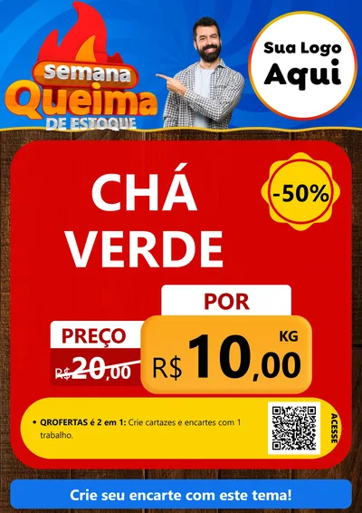 Modelo de Cartaz para Cartaz A4 Vertical com o tema Semana Queima de Estoque para Produtos Naturais