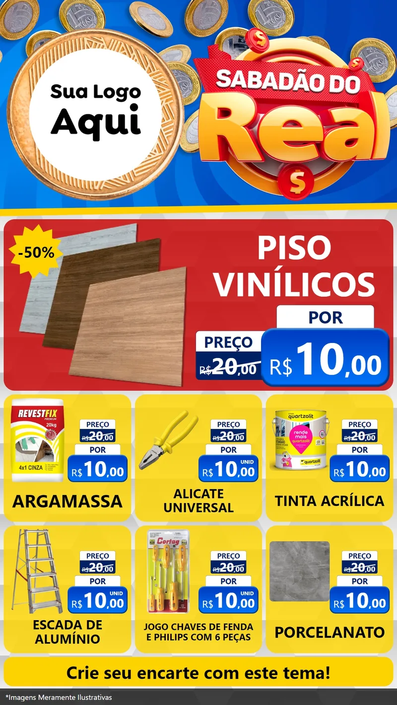 Modelo de Rede Social para Stories com o tema Sabadão do Real para Material para Construção